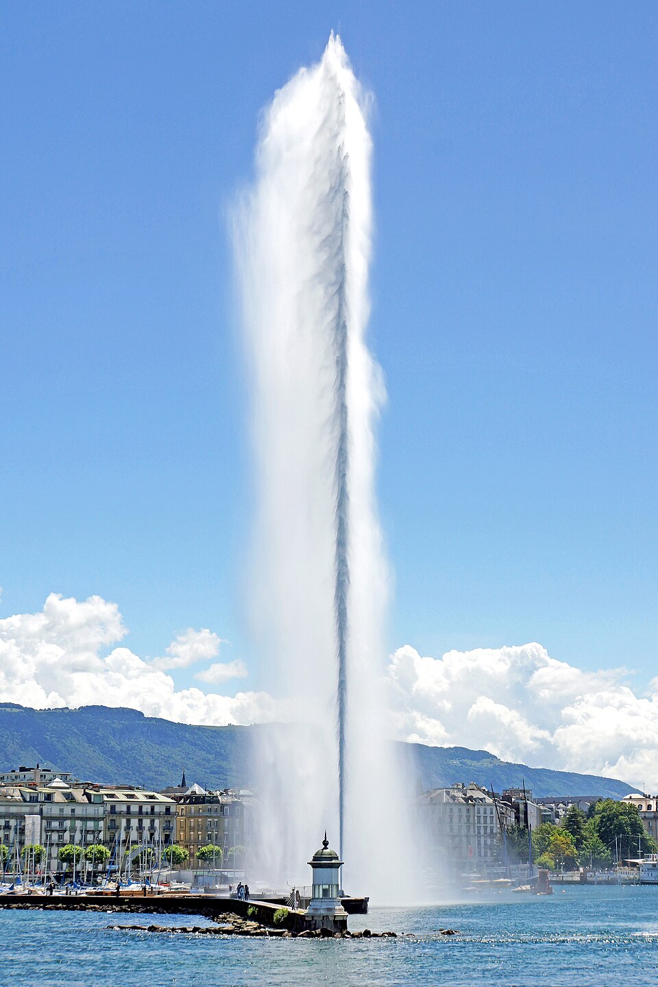 Le Jet d’eau et la jetée à Genève